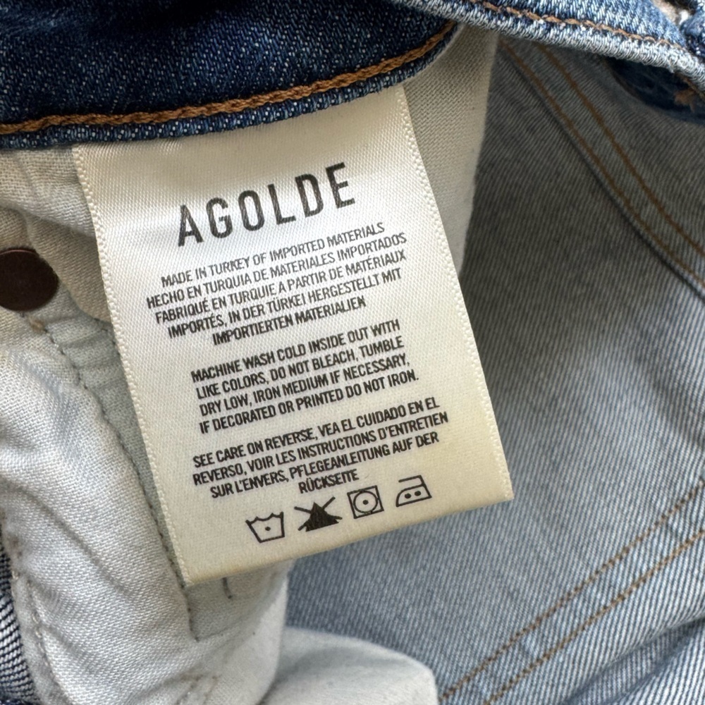 Women’s Agolde High Rise Premium Denim Jeans Stovepipe Size 28x28 Straight Leg - Picture 10 of 12